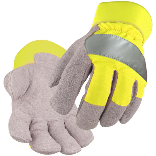 Black Stallion Hi-Vis Leather Palm Gloves - 5B-LIM