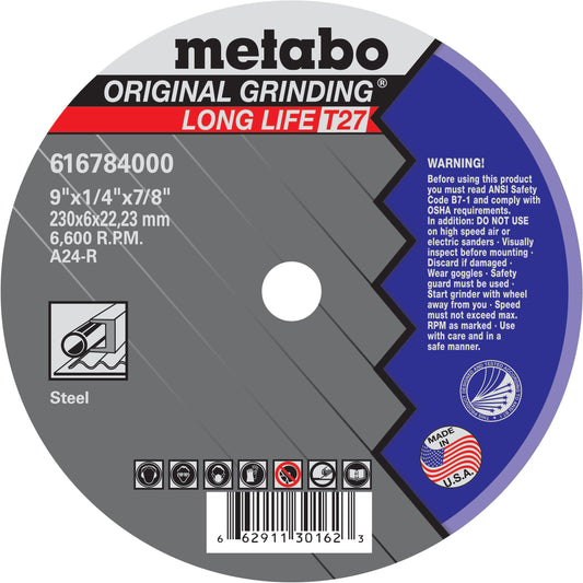 Metabo Grinding Wheel, 9" x 1/4" x 7/8", 10/pk - 616784000