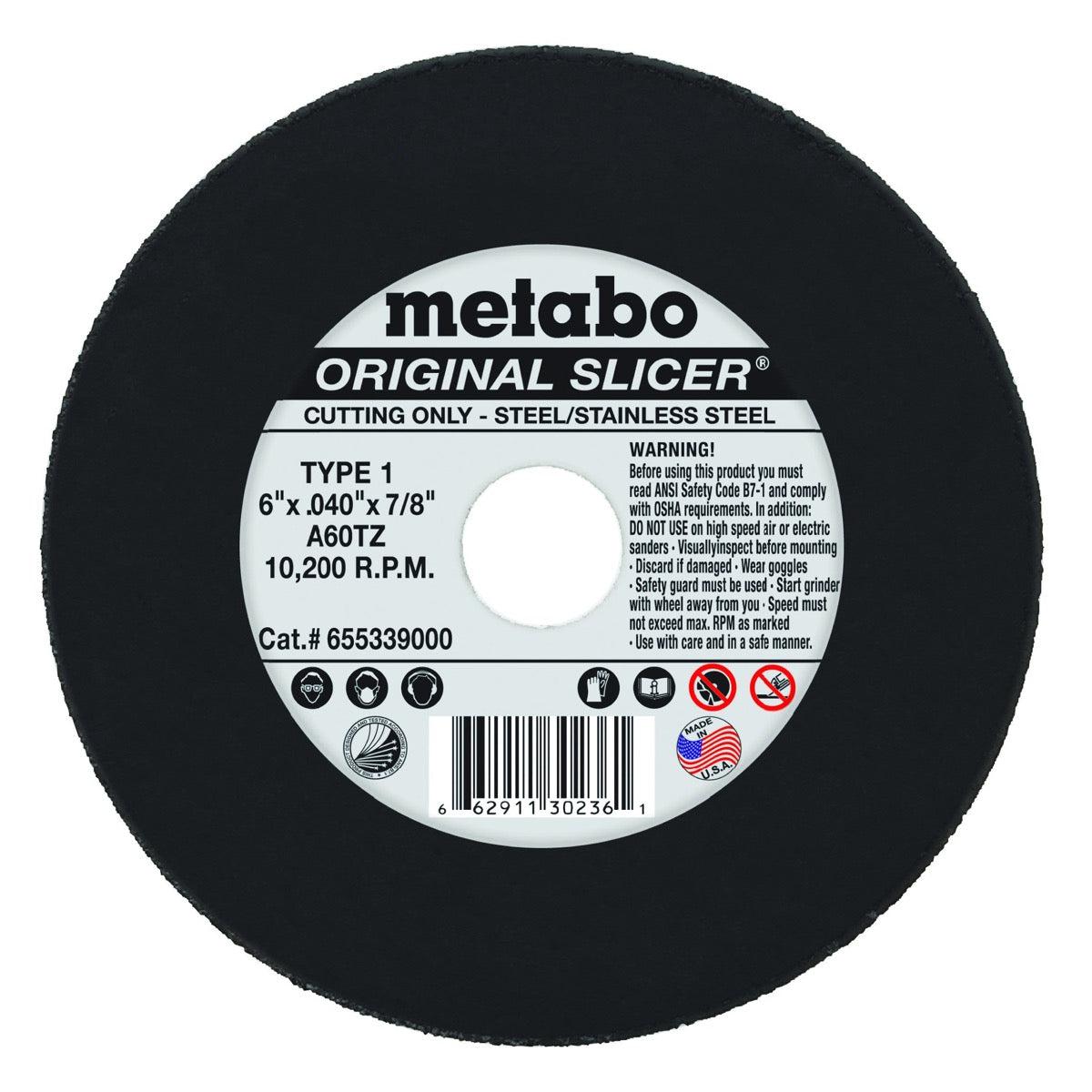 Metabo Type 1 ORIGINAL Cutting Wheels 6x.040x7/8, 50/pk - 655339000 ...