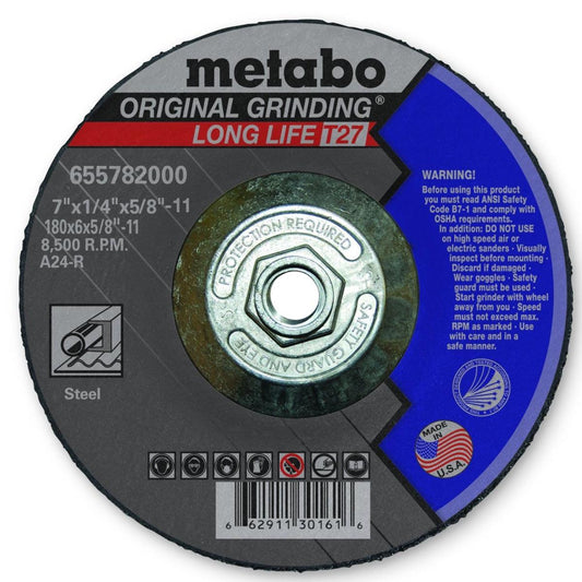 Metabo grinding wheel, 7" x 1/4" x 5/8", 10/pk - 655782000
