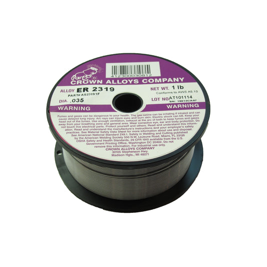 Crown Alloys ER 2319 - .035x1# MIG Welding Wire 1lb Spool - AS2319/1F