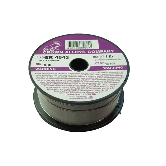 Crown Alloys ER 4043 - .030x1# MIG Welding Wire 1lb Spool - AS4043/1E