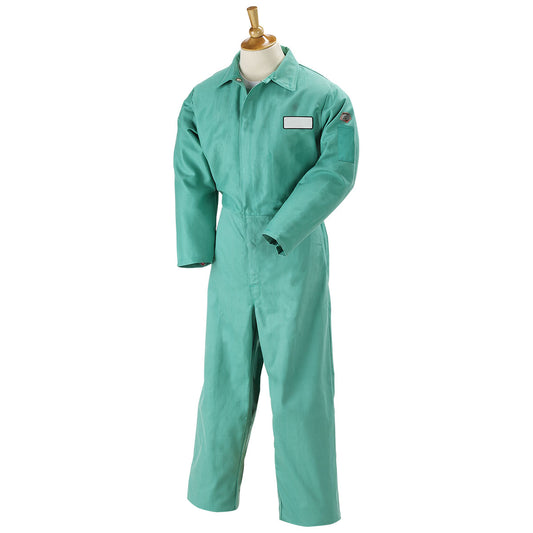 Black Stallion Flame-Resistant Cotton Coverall, Green - F9-32CA/PT