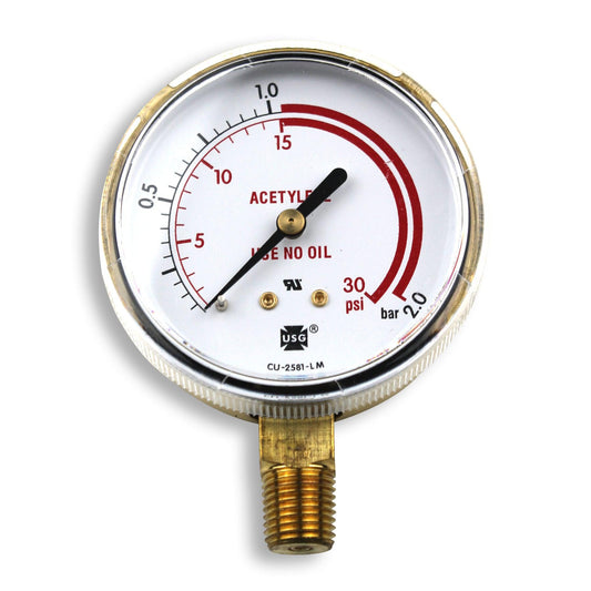 Smith 2.5" Pressure Gauge, 30 PSI/Bar Red Zone - GA026-07