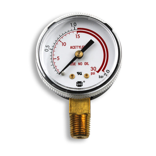 Smith 2" Pressure Gauge, 30 PSI/Bar Red Zone - GA134-03