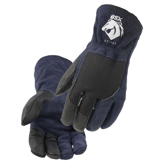 Black Stallion Grain Goatskin & FR Stretch Knit Cotton TIG Glove palm and back