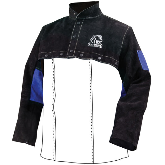 Black Stallion Color Block Leather Cape Sleeves - JL1021-BB