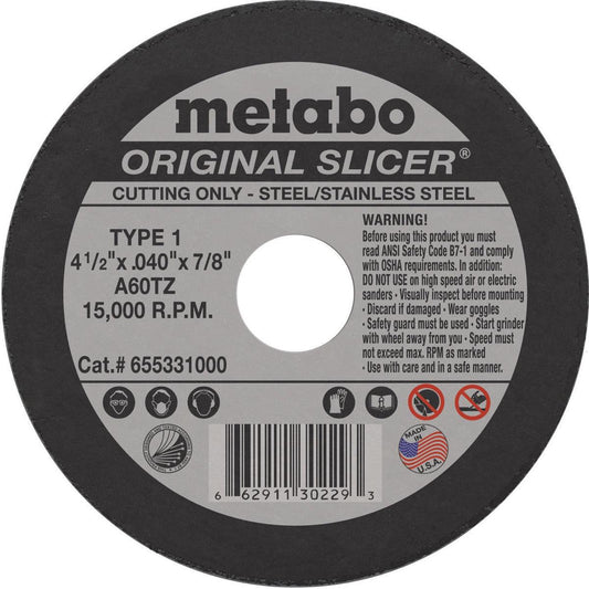 Metabo Type 1 ORIGINAL Cutting Wheels 4-1/2x.040x7/8 100/bx - 655331000