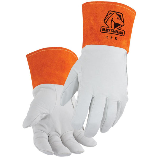 Black Stallion Premium Grain Kidskin TIG Gloves (Long Cuff) palm and back