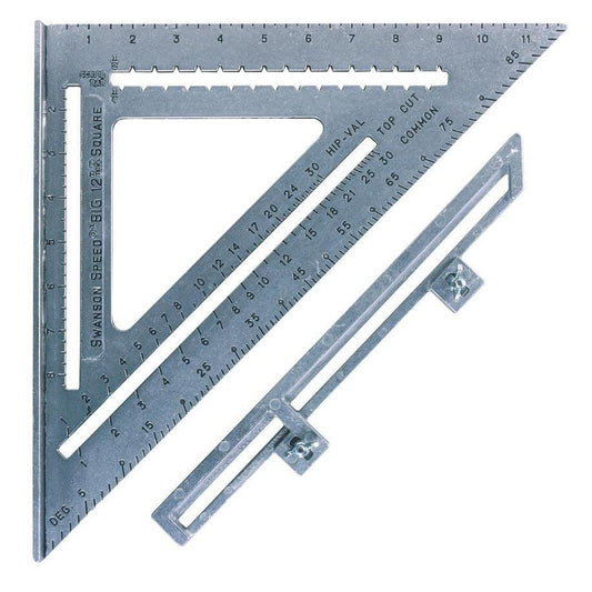 Swanson Tool Heavy Duty Aluminum Speed Square w/ Layout Bar, 12" - S0107