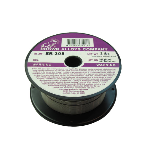 Crown Alloys ER 308 - .030x2# MIG Welding Wire - 2 lb Spool - SS308/1E