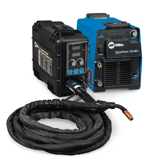 Aluminum Welder - Miller AlumaFeed 350 Mpa Stationary pkg w/ 25ft air-cooled XR-AlumaPro - 951834