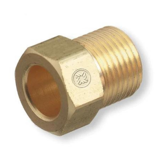 Western Brass Nut: .960"-14 NGO, RH Male, Ar, Ni, He CGA-580 - 92