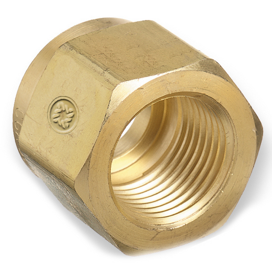 Western Brass Nut: Hand-Tight, RH FM, Carbon Dioxide CGA-320 - 6-CO-2P