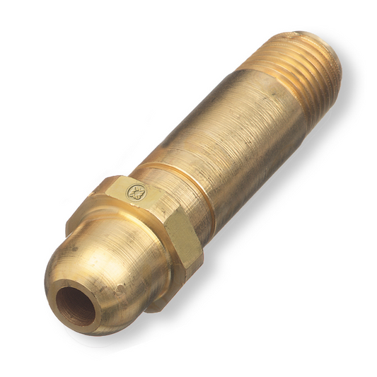 Western Brass Nipple: Hand-Tight, 1/4" NPT, 2 1/2" Long, CGA-555 - 673