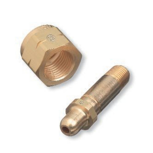 Western Brass Nipple: 1/4" NPT, 2 1/2" Long w/CV, CGA-350 - 83-CV