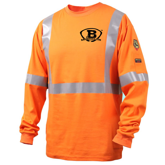 Baker's Gas Black Stallion FR Cotton Hi-Vis Shirt w/ Reflective Stripes - TF2511-OR-2XL